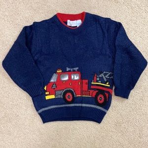 VTG Just Friends Navy Firetruck Sweater Size 2T